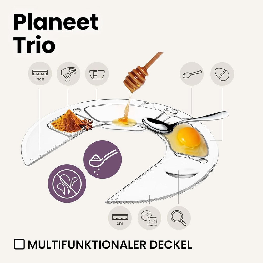ZEEGMA PLANEET TRIO Planetenroboter, 1500 W, Multifunkcionális Küchenmaschine Mit 3 Schüsseln 4 L, 4,5 L és 5,2 L, 10 Betriebsgeschwindigkeiten, Mixer Mit Haken, Schneebesen (Schwarz) Mother and Child Naty Shop
