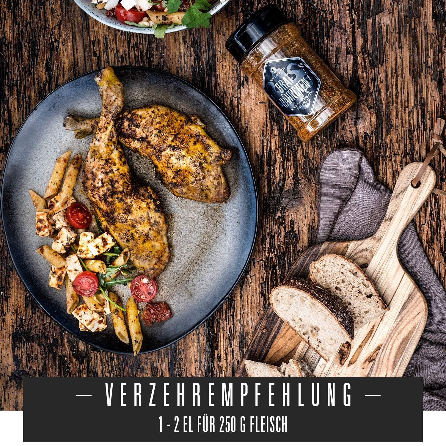 Ankerkraut Brathähnchen, Marinade für knuspriges Hähnchen, Chicken Gewürzsalz für Grill, Backofen und Pfanne, Chicken-Wings selber würzen, BBQ-Rub, 200g im Streuer