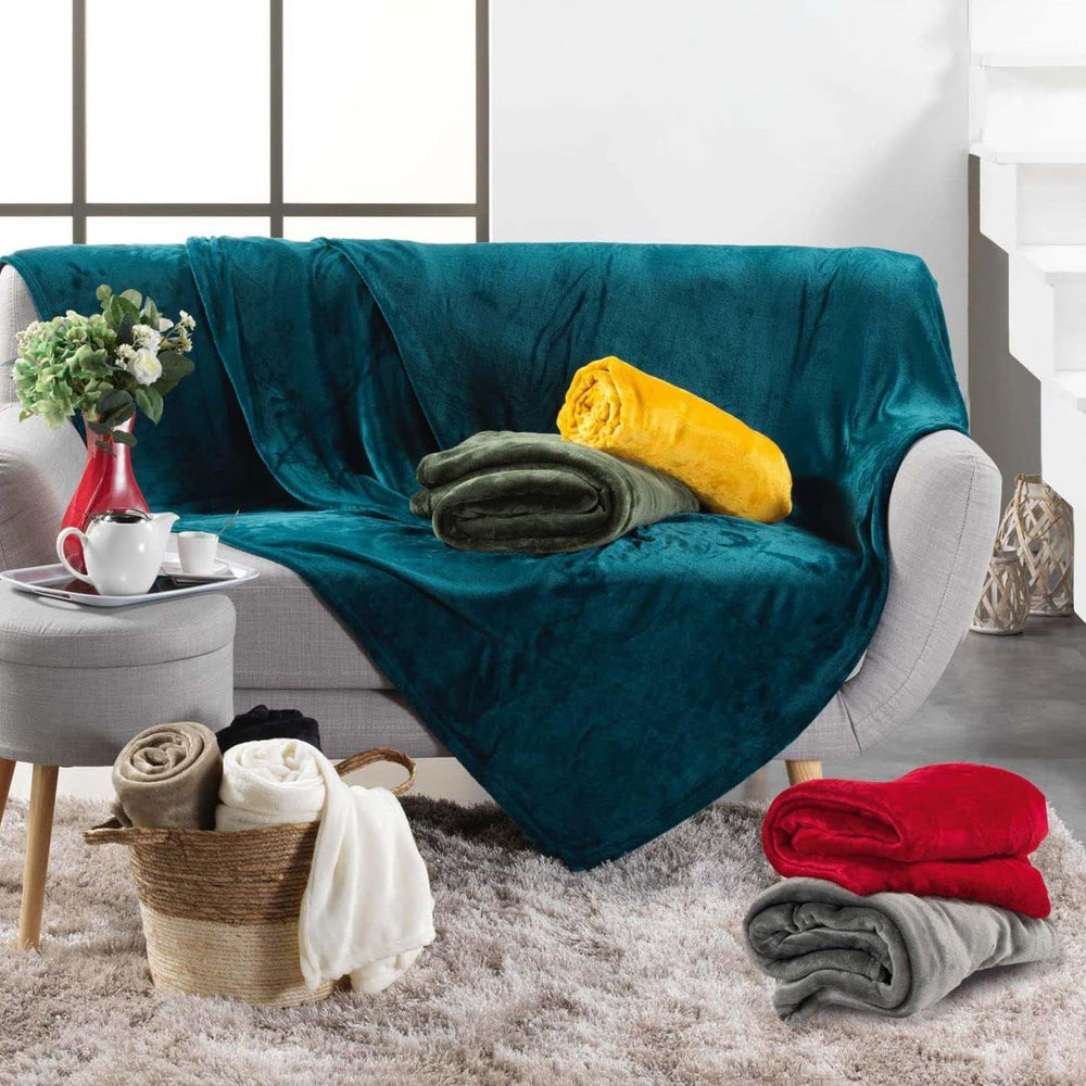 Douceur D'Intérieur, flanel takaró, 125 X 150 cm, zsálya, flanel Paplanok és paplanok Naty Shop