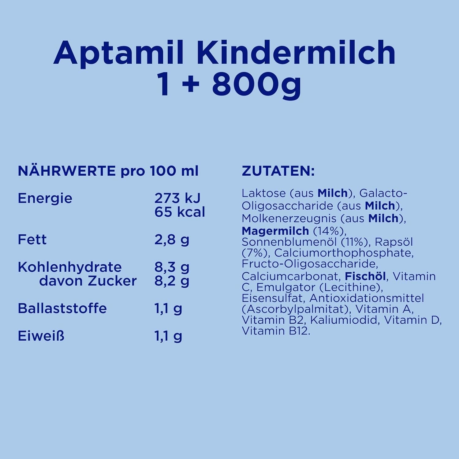 Aptamil Lapte de creștere 1 Plus – Lapte de creștere de la 1 an – 800g