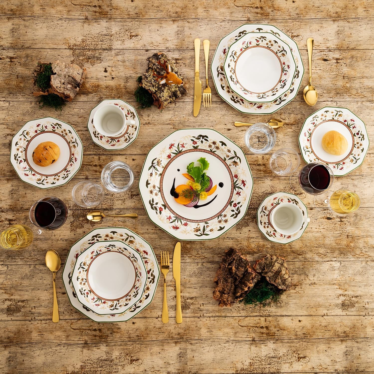 Set de veselă ceramică ASSAM, 12 piese, pentru 4 persoane