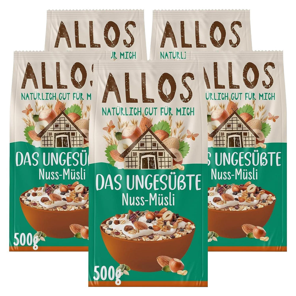 Allos, muesli de fructe de pădure neîndulcit, pachet 5 x 500 grame Cereale Naty Shop Alune de padure
