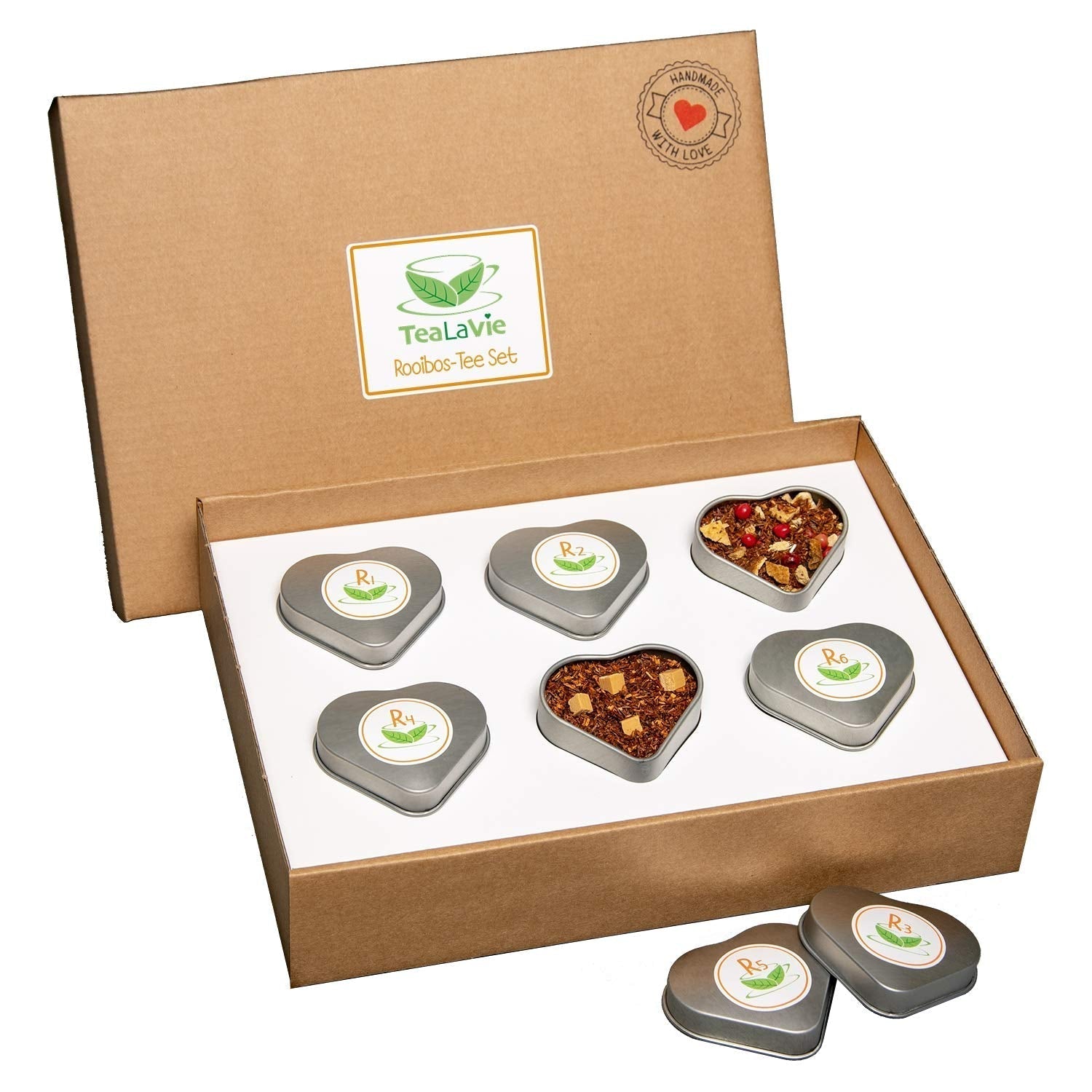 Tealavie Set cadou cu 6 ceaiuri de fructe (60 g) Set de probă Cutie cadou Idei de cadouri de mulțumire pentru femei Colege Ziua Mamei 2024