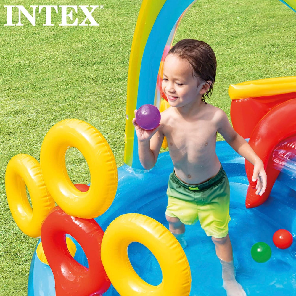 Intex Rainbow Ring játékközpont - Föld feletti gyermekmedence - Gyermekmedence - 297 x 193 x 135 cm - 3 év felettieknek 57453NP Multicolor 297x193x135 cm