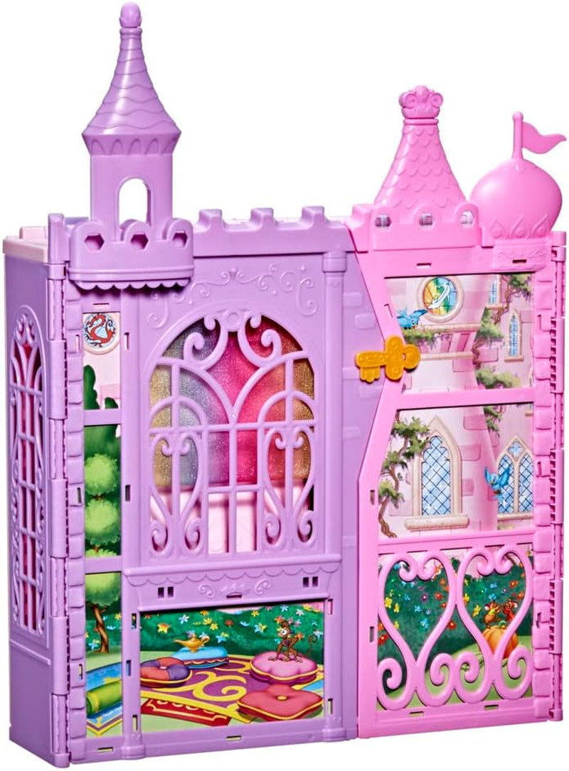 Castelul festiv al prințesei Disney pentru deplasare, casă de păpuși pliabilă cu mobilier și accesorii, pentru fete de la 3 ani Casute de papusi Naty Shop