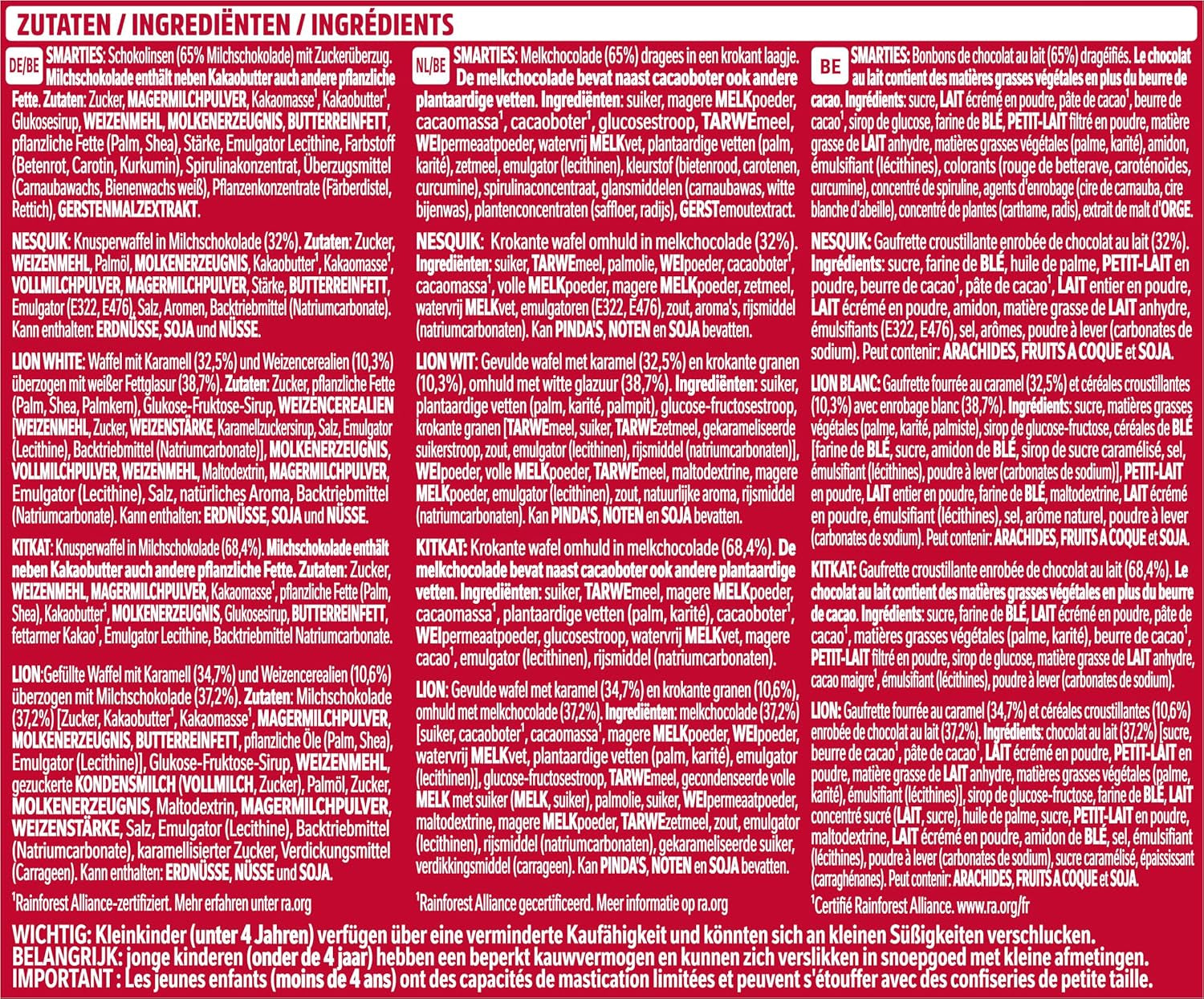 Nestlé Mini Mix csokoládészeletek, 5 finom íz, 19 szelet, 2 db-os csomag (1 x 321 g)