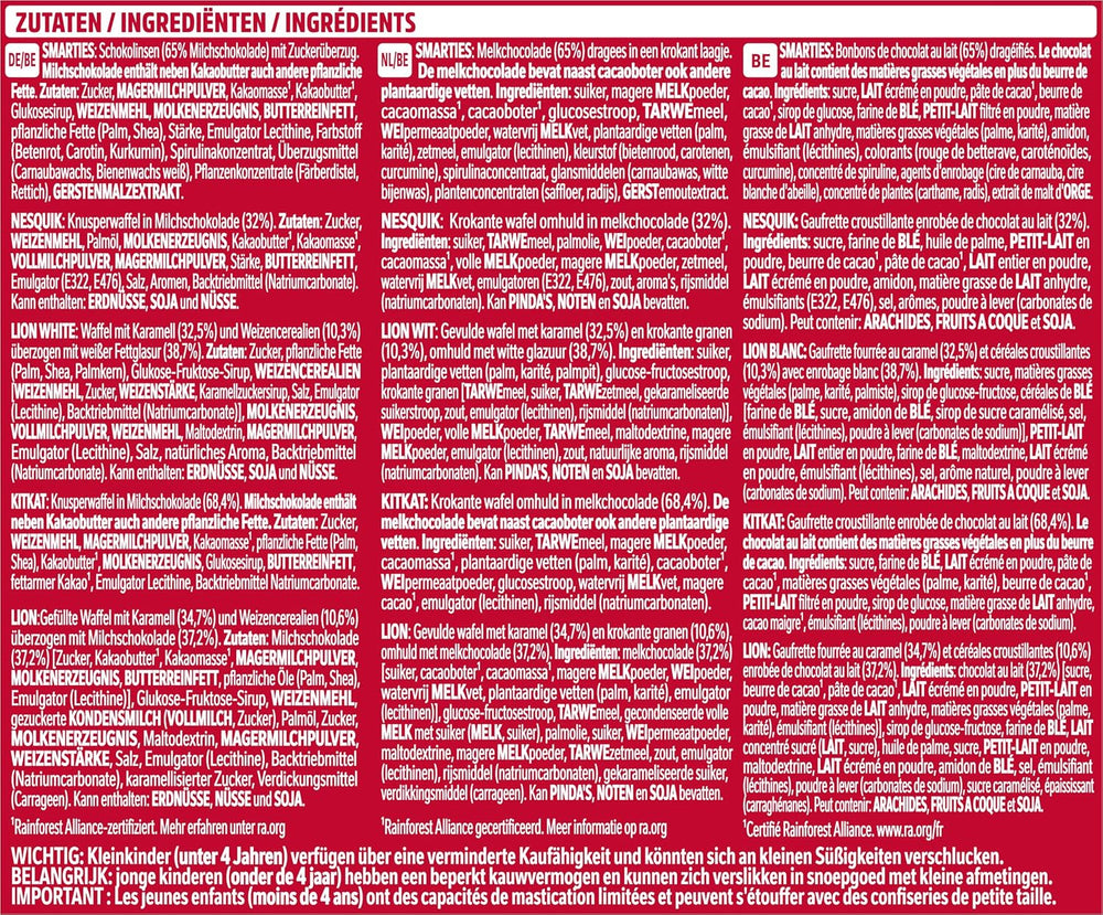Nestlé Mini Mix csokoládészeletek, 5 finom íz, 19 szelet, 2 db-os csomag (1 x 321 g)
