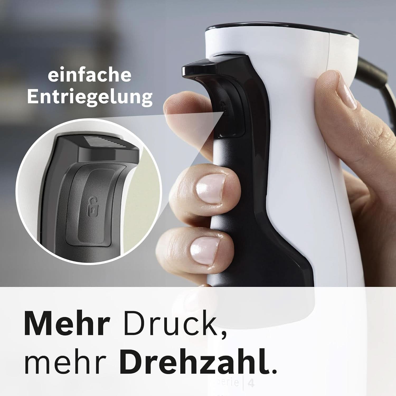 Bosch Stabmixer Ergomaster Serie 4 MSM4W210, Einhändig Bedienbar, Edelstahl-Klingen, Verschleißfreie Keramik-Kupplung, Mixbecher, Quattroblade, Antisplash Funktion, Einschaltsperre, 600 W, Weiß Nather és Chilß Mother and