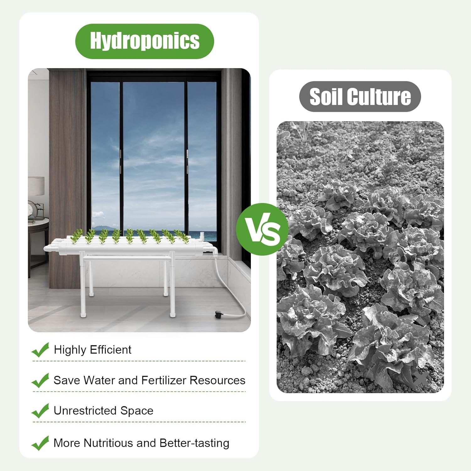 36 Planter hidroponikus termesztőkészlet, 100×50×30 cm-es hidroponikus termesztőkészlet, vízszivattyús hidroponikus termesztőrendszer, PVC-U talajmentes növénytermesztő rendszerek