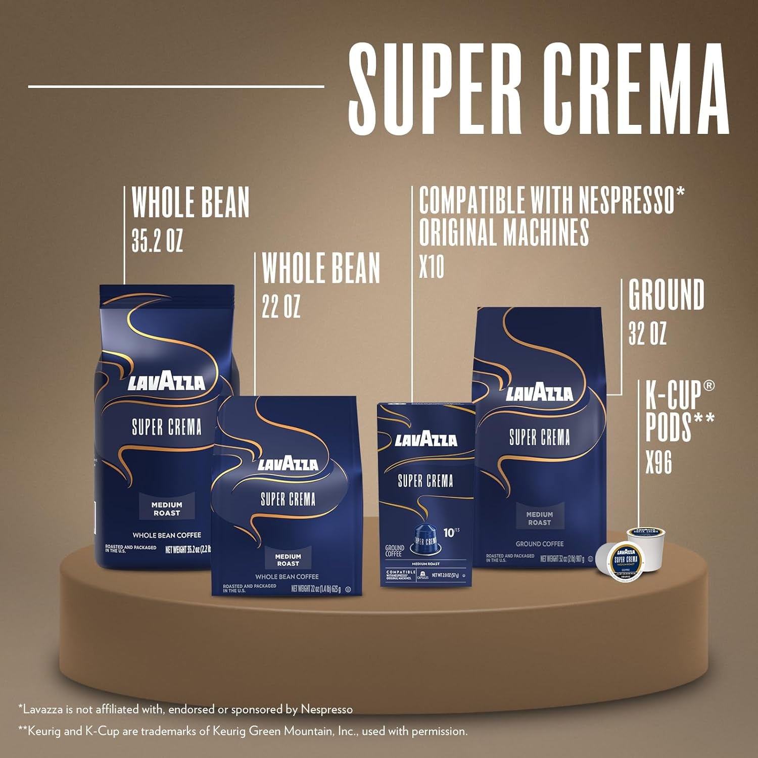 Lavazza Super Cream Espresso Bohnen - 2,2 lb. Beutel (6er Pack)