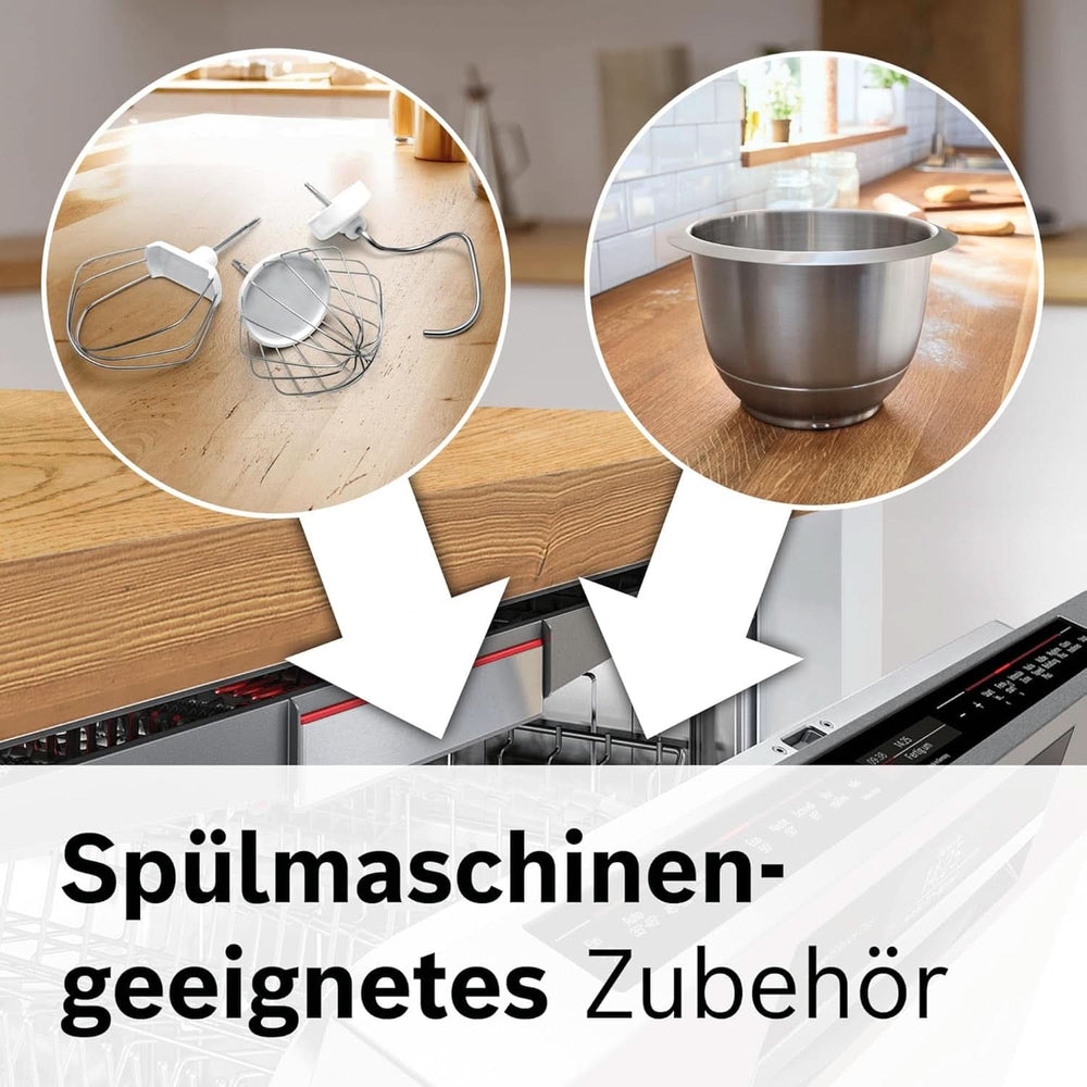 Bosch Küchenmaschine Serie 4 MUM56340, Schüssel 3,9 L, Mixer 1,25 L, Fleischwolf, Zitruspresse, Planetenrührwerk, Knethaken, Schlag-, Rührbesen, Durchlaufschnitzler, 3 Schülubenty, Motherber Shop 900