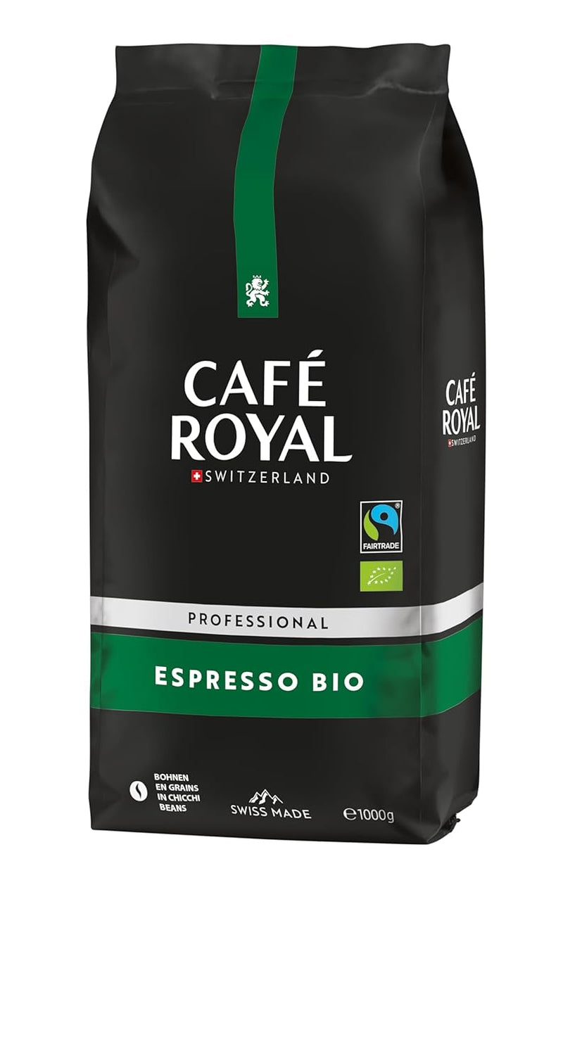 Café Royal Professional Line Bio Espresso – Kaffeebohnen für Vollautomaten, aromatisch, dunkle Röstung, Stärke 4/5, Bio & Fairtrade, 1 kg
