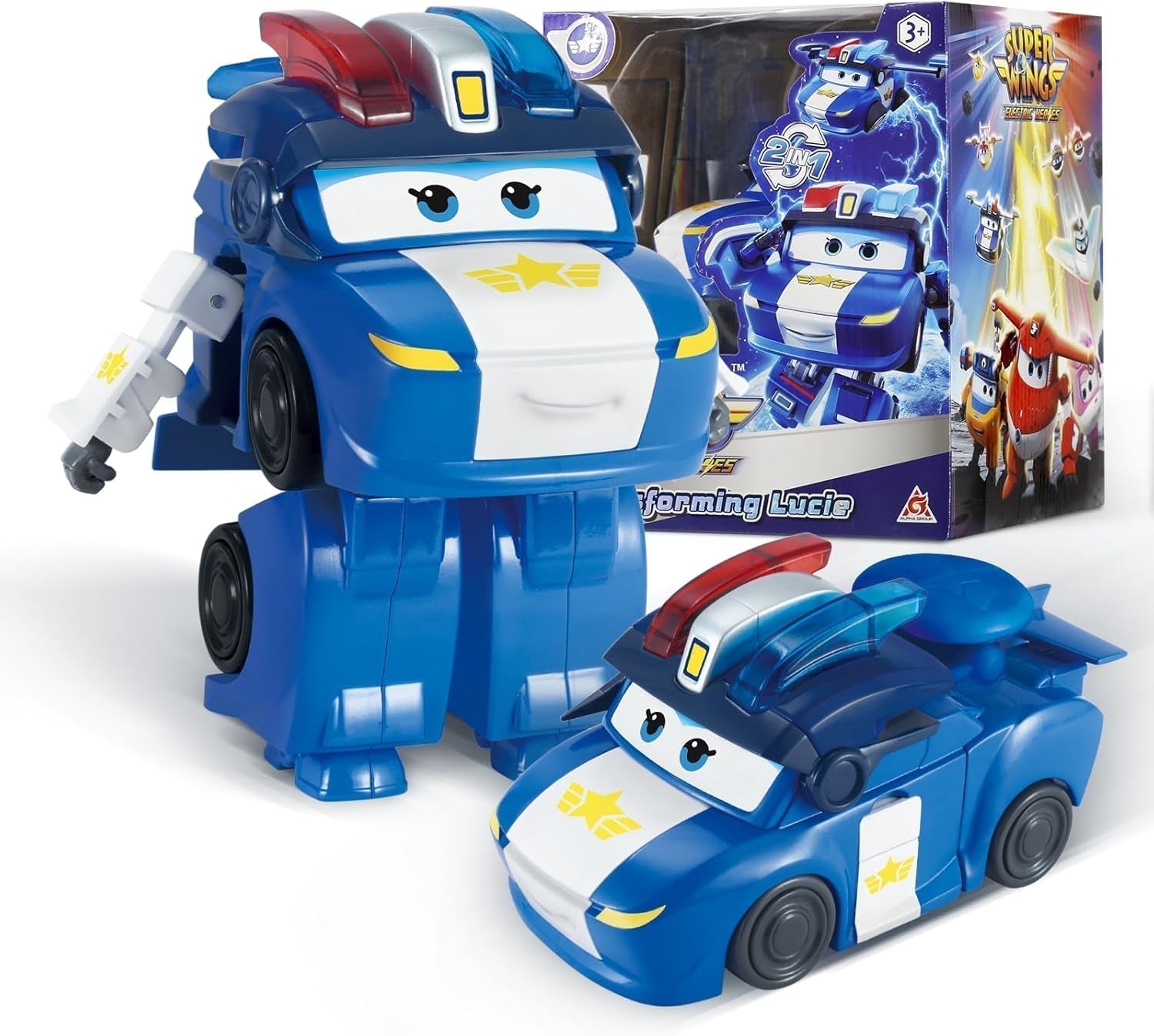 Super Wings Transformation Plane Supercharged Traver, kb. 12,7 cm-es nagy gyerekjáték figura, repülőgép és robot figura fiúknak és lányoknak 3+ ezüst akciófigurák Naty Shop Lucie