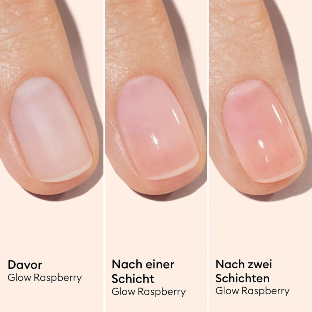 MANUCUIST Nail Care Repair Active Glow Raspberry (rózsaszín) bio-alapú: édes mandula, málna, tápláló és fényes körömlakk, átlátszó rózsaszín hatás - Nude körömlakk