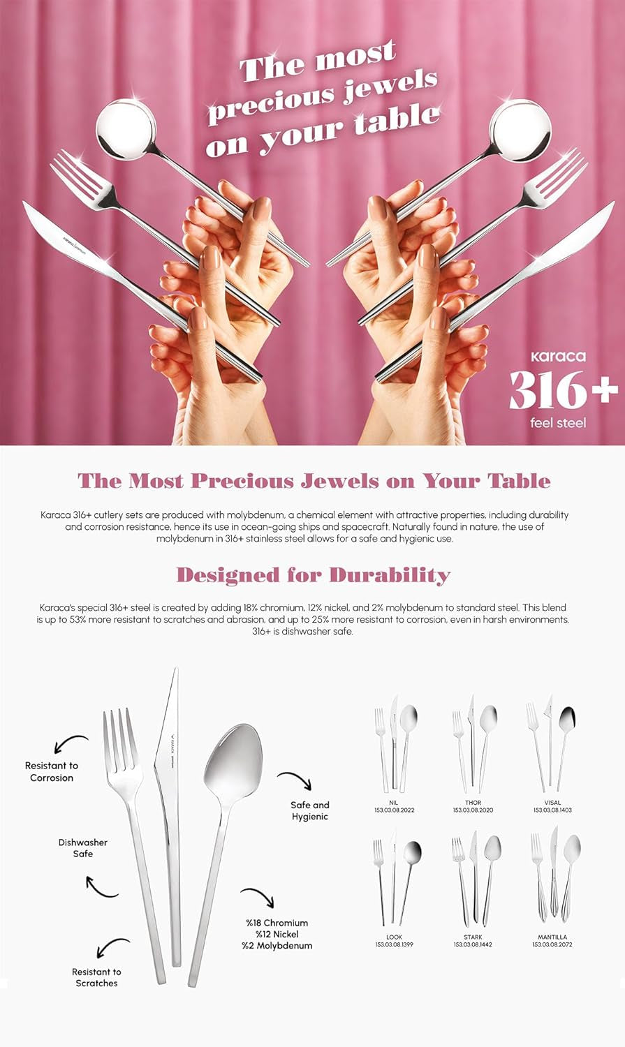 Karaca Amour, set de 84 de tacâmuri pentru 12 persoane Bucatarie Naty Shop