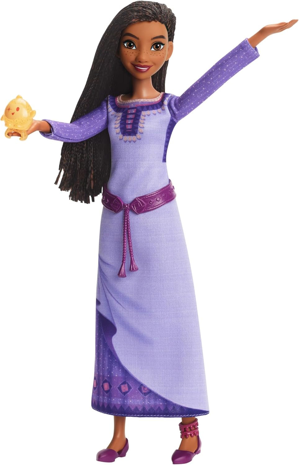 A Mattel Disney Wish Asha, Rosas Modepuppe & Star Figur, beweglich mit abnehmbarem Outfit, "This Wish" angol nyelvű dal.