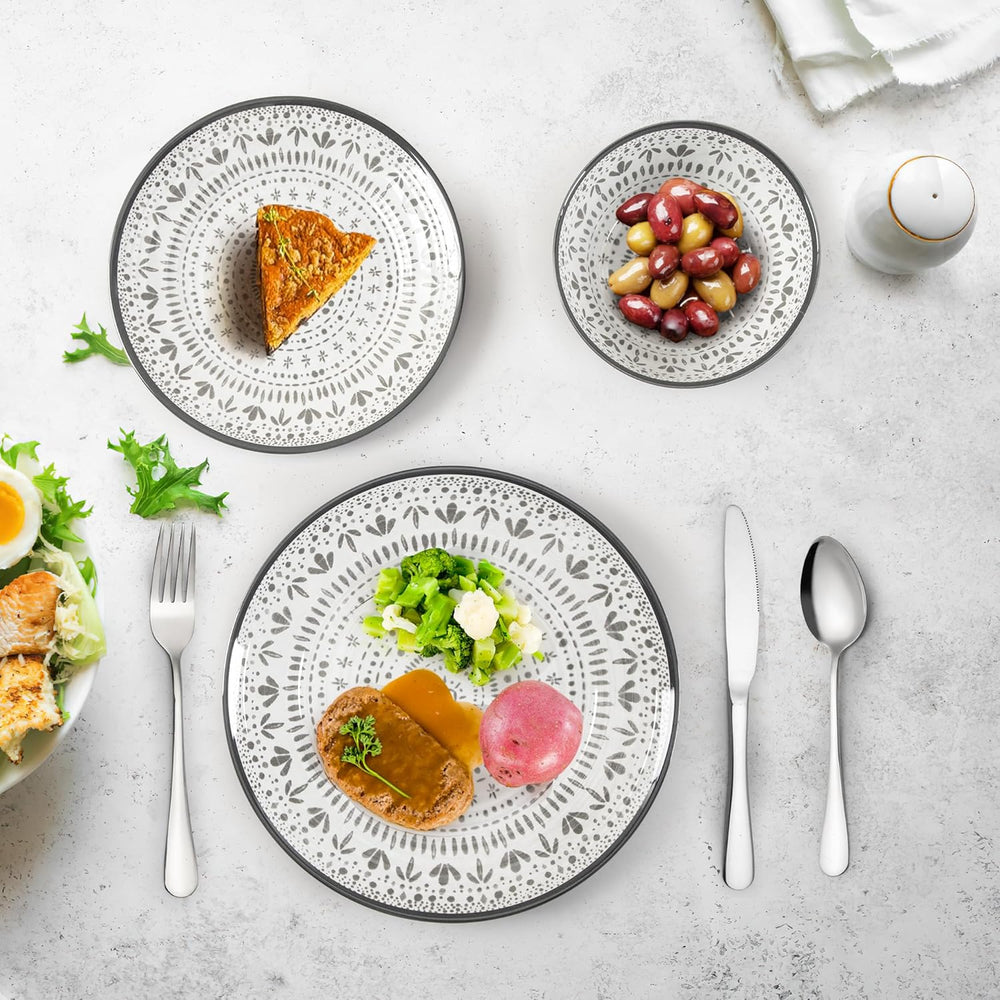 Set de tacâmuri din melamină, format din 24 de piese, tacâmuri pentru camping pentru 4 persoane, set de farfurii și veselă - pentru călătorii și utilizare în aer liber