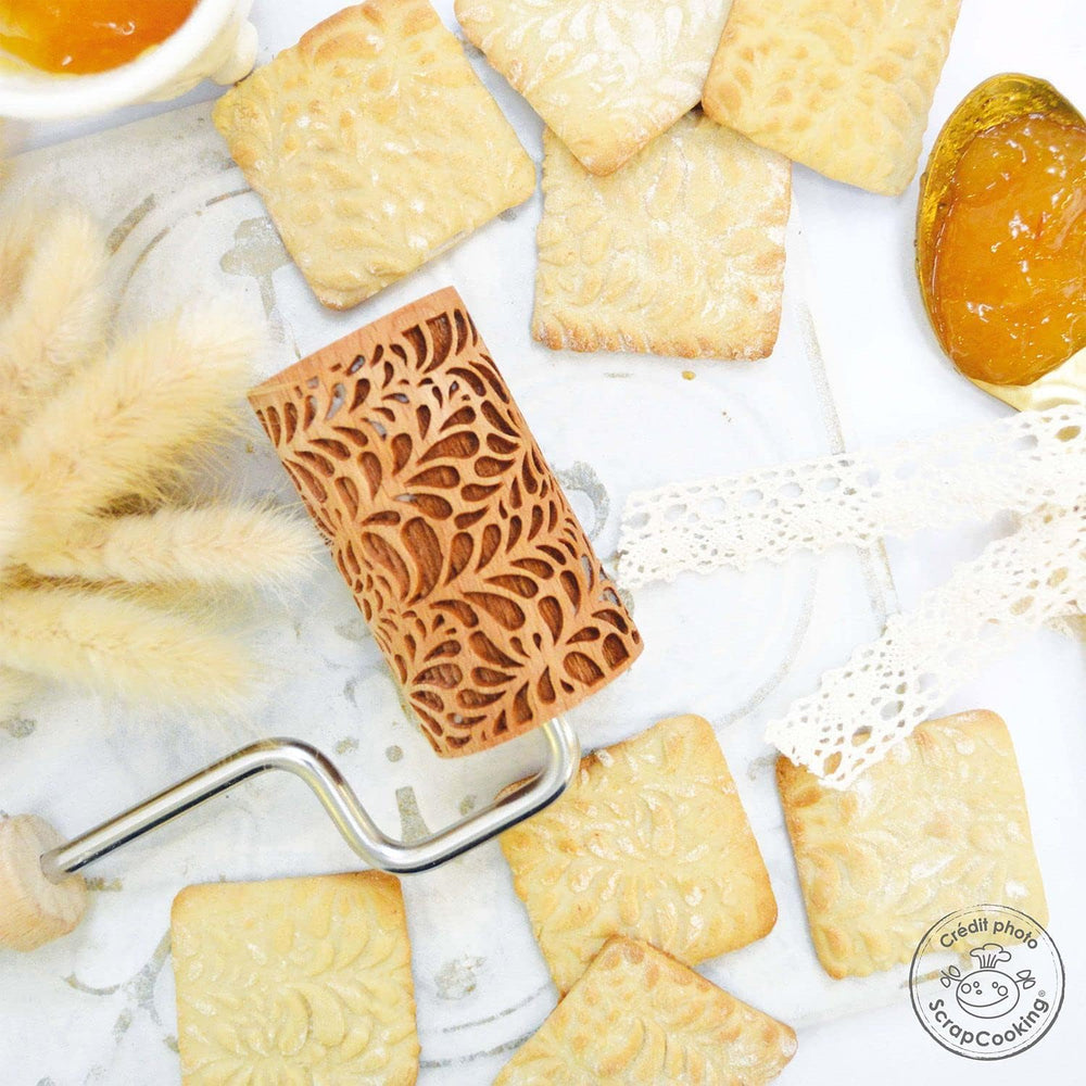 SZEMÉLYFŐZÉS - Mini-Holzrolle "Ondines" - Dekoration für Kekse, Sandgesandet, Cookie - 5308