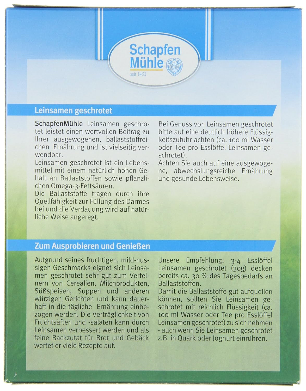Schapfen Mill őrölt lenmag, 200 g-os kiszerelés