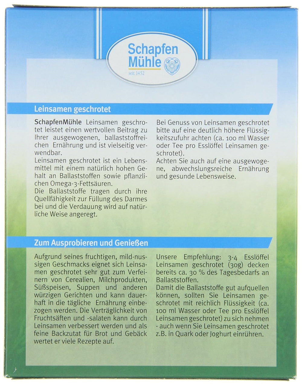 Schapfen Mill őrölt lenmag, 200 g-os kiszerelés