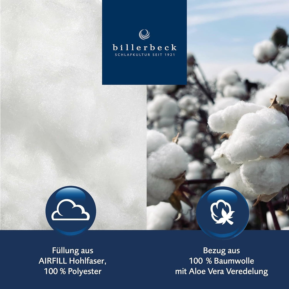 Plapumă din fibre Billerbeck E21 King - Plapumă din fibre rafinată cu aloe vera - 135 X 200 Cm plapumă pentru toate anotimpurile cu nivel mediu de căldură, alb Plapumi si pilote Naty Shop