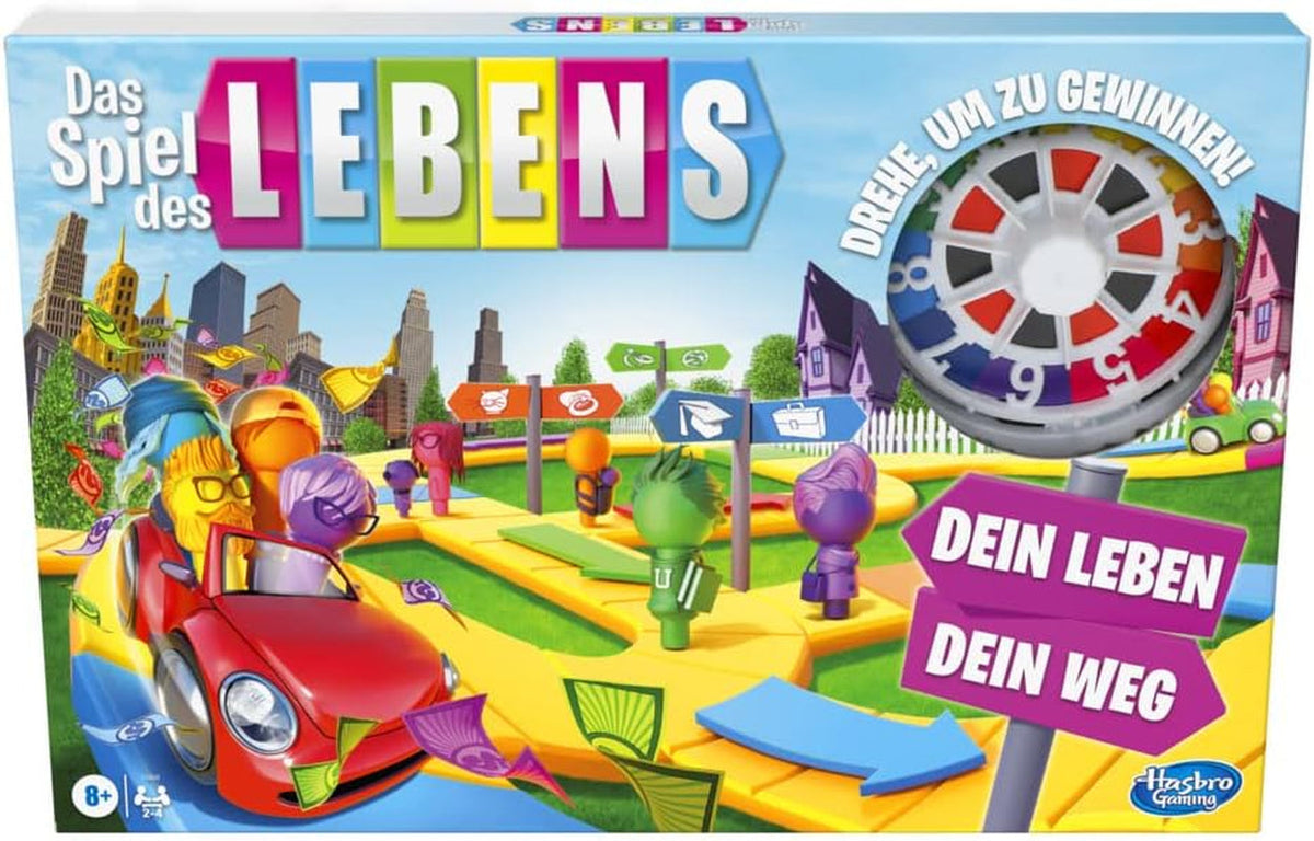 Hasbro Jocul Vieții, joc de societate pentru întreaga familie pentru 2-4 jucători, pentru copii cu vârsta de 8 ani și peste, include creioane colorate