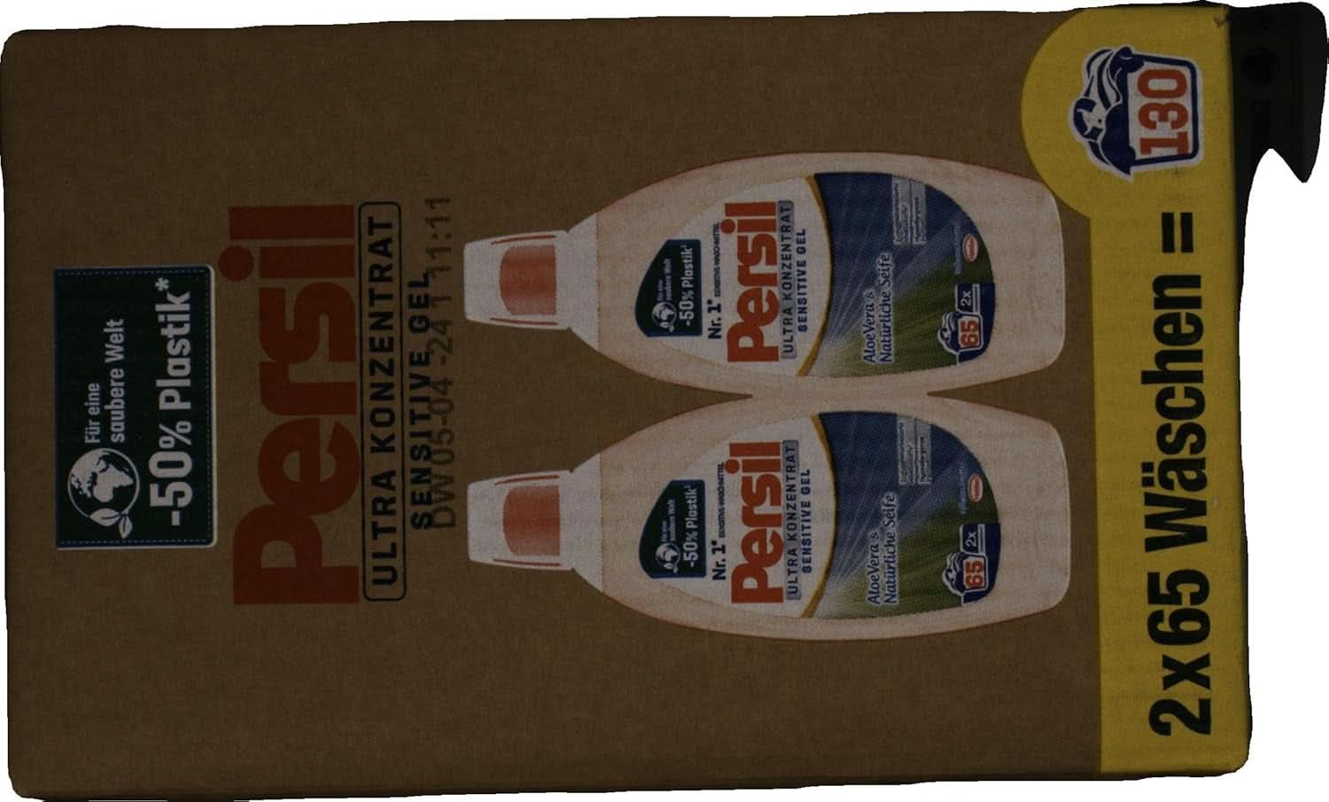 Persil Ultra Concentrate Sensitive Gel (130 mosás), Folyékony mosószer allergiáknak és babáknak kisebb üvegben, kevesebb műanyagért, Eltávolítja a nehéz foltokat, Bőrgyógyászatilag tesztelt Naty Shop mosószerek