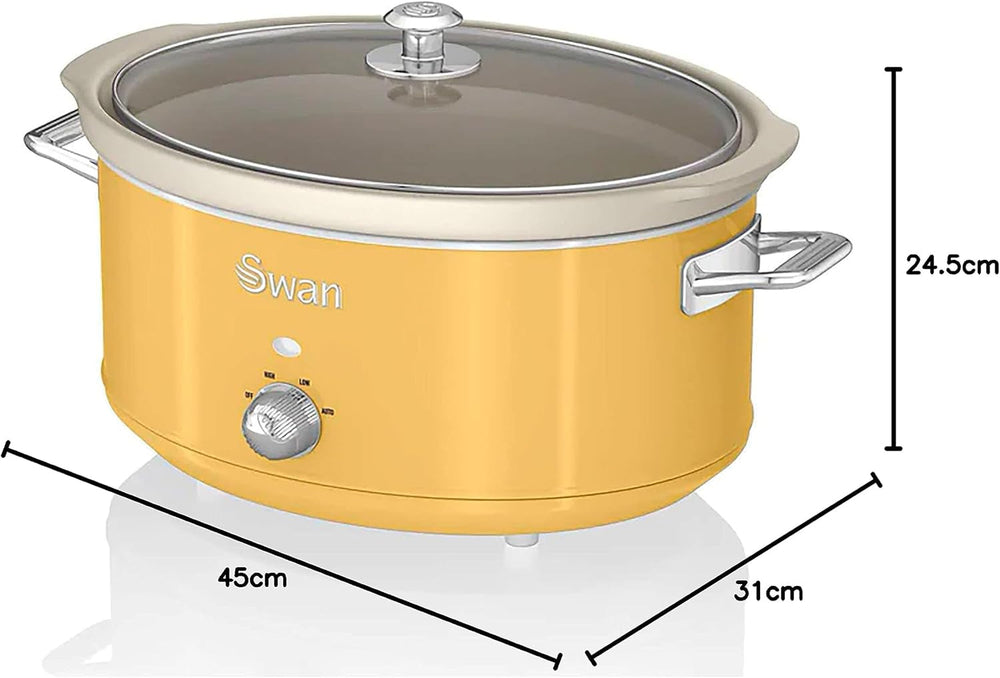 Swan Retro SF17031YELNEW Slow Cooker 6,5 literes, 320W Slow Cooker Naty Shop