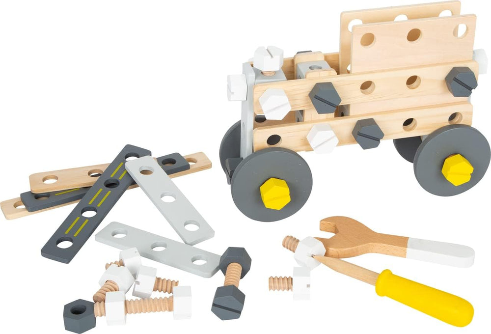 Small Foot Konstruktionsset Miniwob aus Holz, kreativer Bausatz mit Werkzeuge und Zubehör, ab 3 Jahren, 11810, Grey Yellow