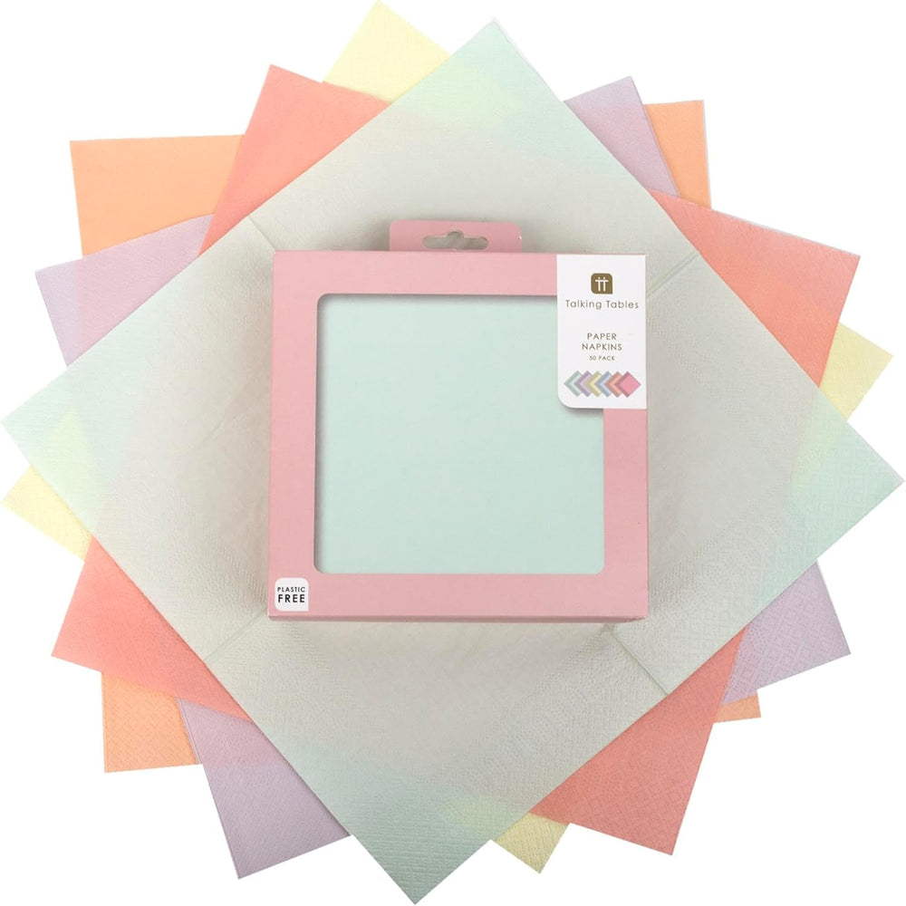 Talking Tables Șervețele pastelate drăguțe | Șervețele moi de unică folosință reciclabile și de înaltă calitate pentru vesela petrecerii aniversare pentru copii, Baby Shower, Bachelor Party, Picnic, Decoupage