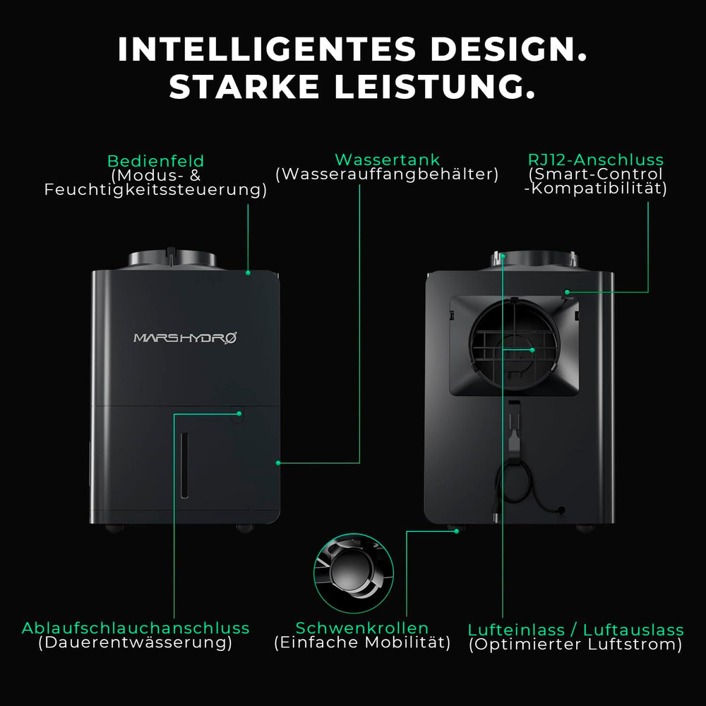 MARS HYDRO párátlanító, 12 l/nap, automatikus leolvasztás, időzítő funkció, szobai párátlanító sátrakhoz, pincékhez és növényekhez, 1,2 literes víztartály