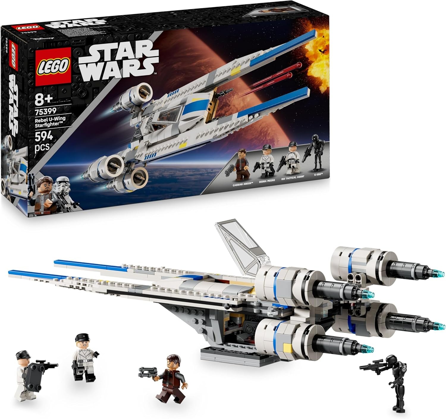 LEGO Star Wars 75399 Rebel U-Wing Starfighter - Játék oszcilláló szárny funkcióval és 3 minifigurával, köztük Cassian Andorral és K-2SO droidfigurával - Ajándék 8 év feletti fiúknak és Andor rajongóknak 2. évad Építőkészletek Beuche den LEGO-Store Alapértelmezett cím