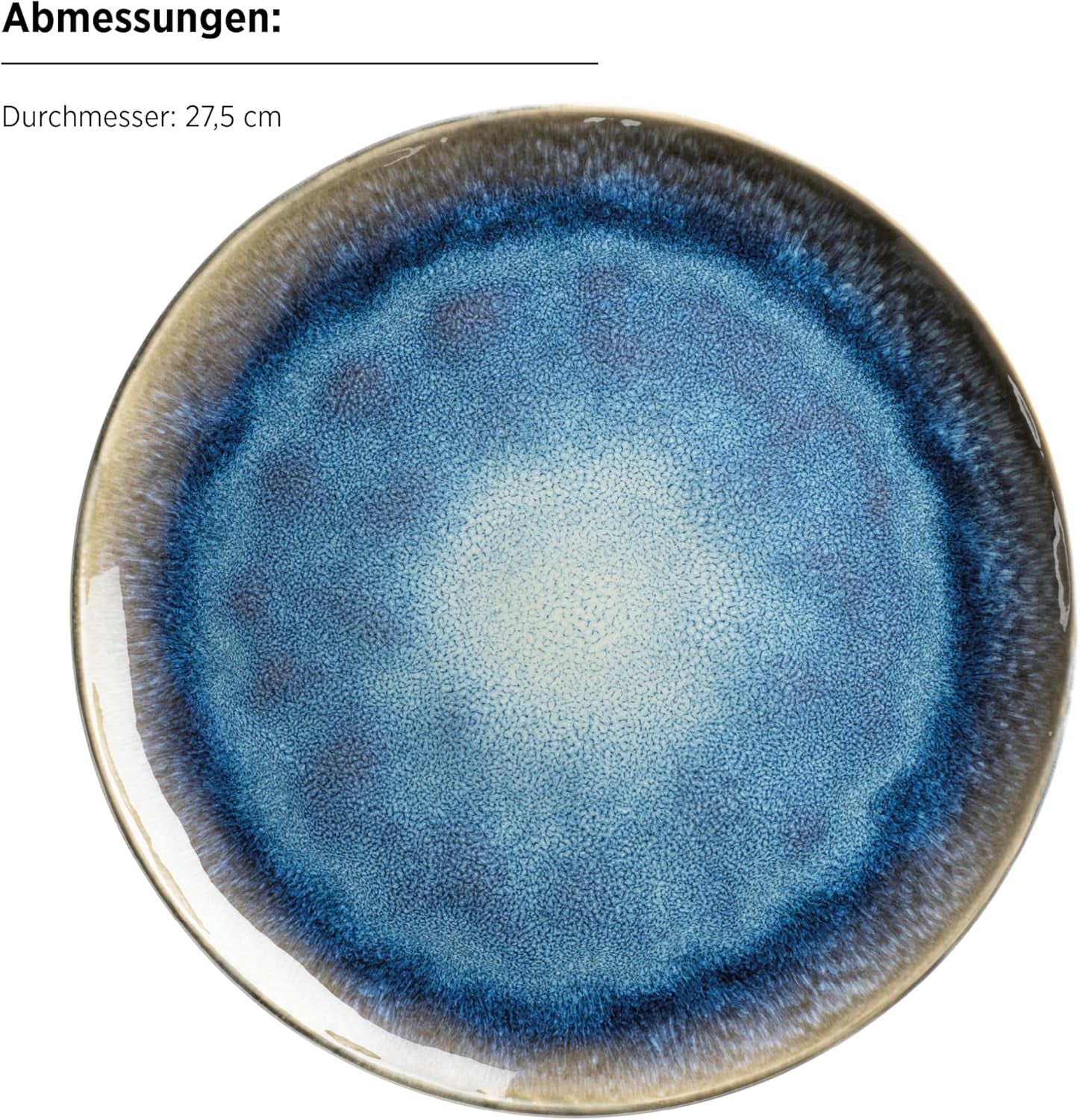 MÄSER 934092 Seria Frozen, Set de veselă ceramică pentru 4 persoane, Serviciu combinat cu 16 piese cu forme organice, Serviciu cu pete albastre, Gresie, Albastru închis