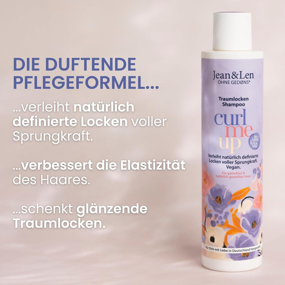 Jean & Len Dream Curls sampon Rice Water & Açai Berry göndör és hullámos hajra, 300 ml Jean & Len