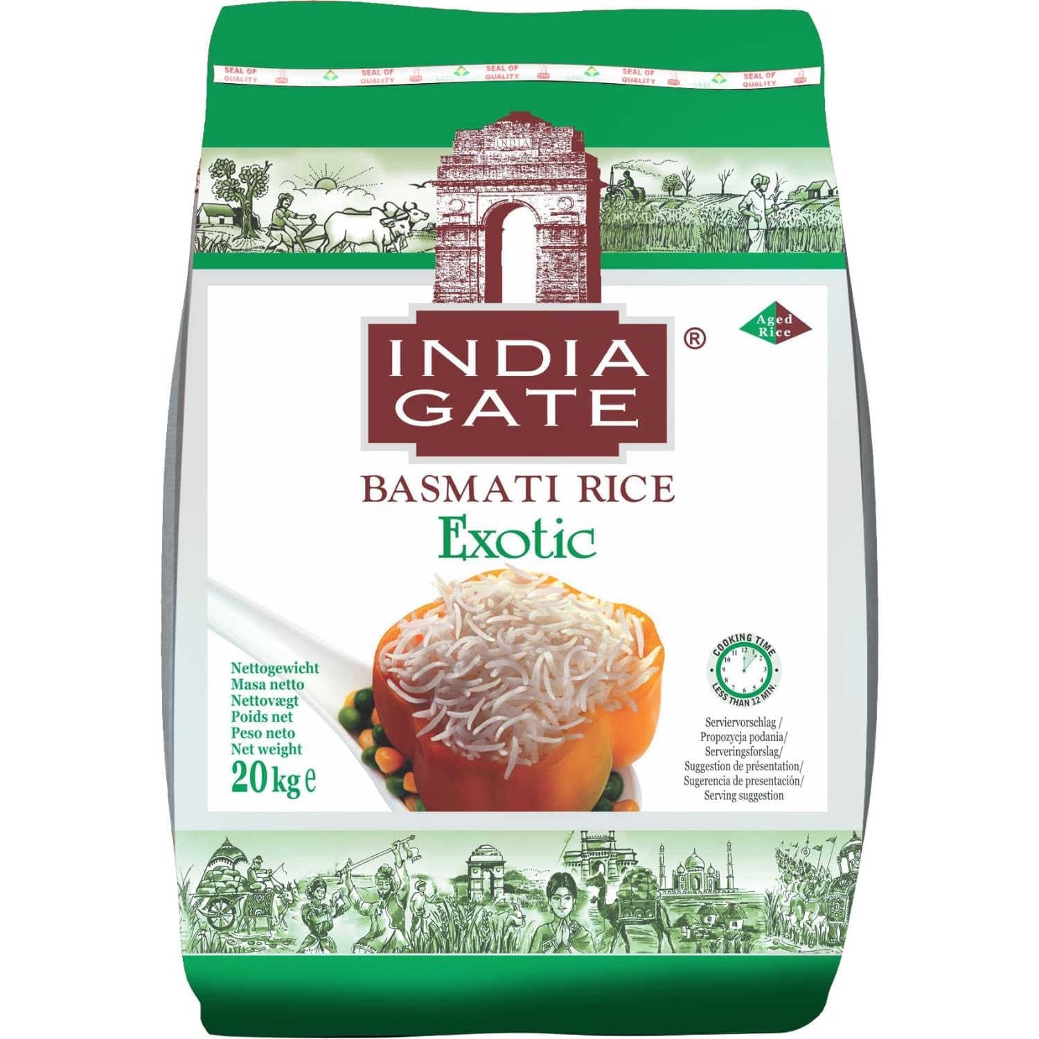 INDIA GATE Premium Basmati Rice – Hosszú szemű finom, aromás rizs Indiából, finom hosszú szemű (1 x 5 kg)