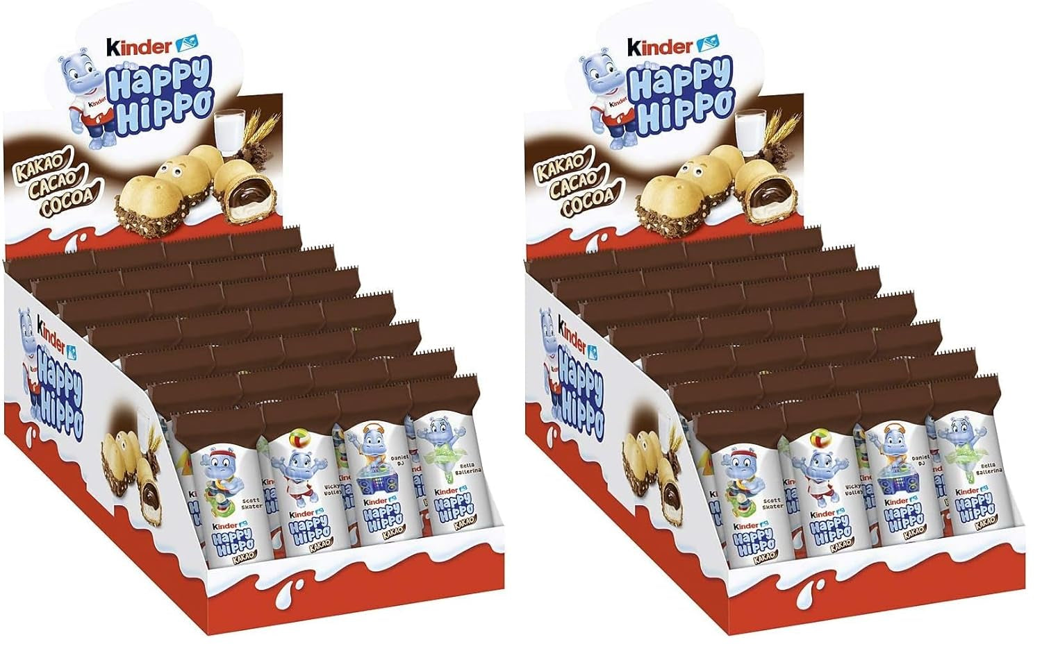 Kinder Happy Hippo Hazelnut – Különleges ropogós ostyák tejjel és mogyorókrémmel – Farsangi és Mardi Gras édességek – 1 csomag 5 db 20,7 g-os szeletet tartalmaz
