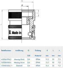 ABA Beul 65004.006.11 Sistem de cuplare rapidă pentru apă 3/4", oțel inoxidabil
