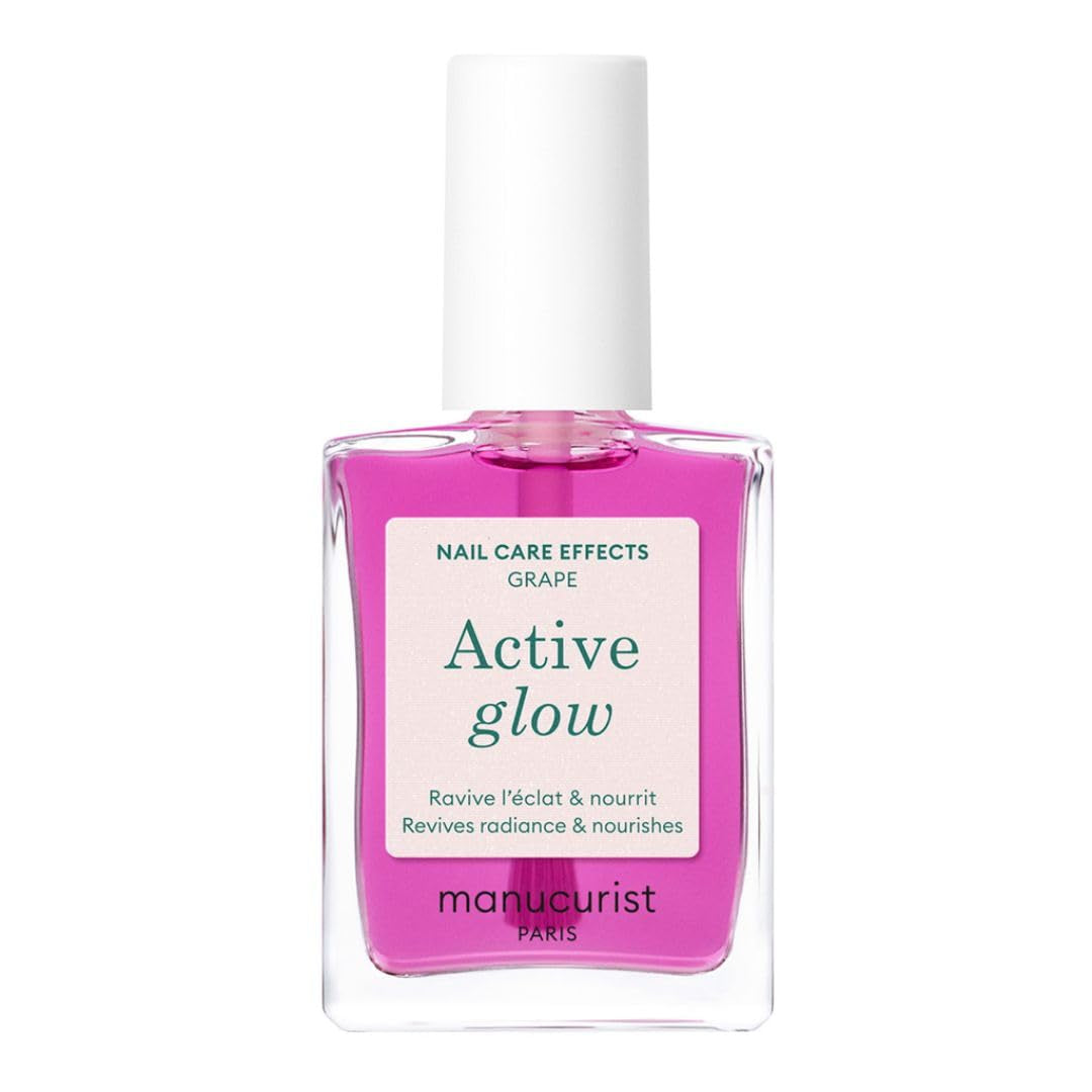 MANUCUIST Nail Care Repair Active Glow Raspberry (rózsaszín) bio-alapú: édes mandula, málna, tápláló és fényes körömlakk, átlátszó rózsaszín hatás - Nude körömlakk