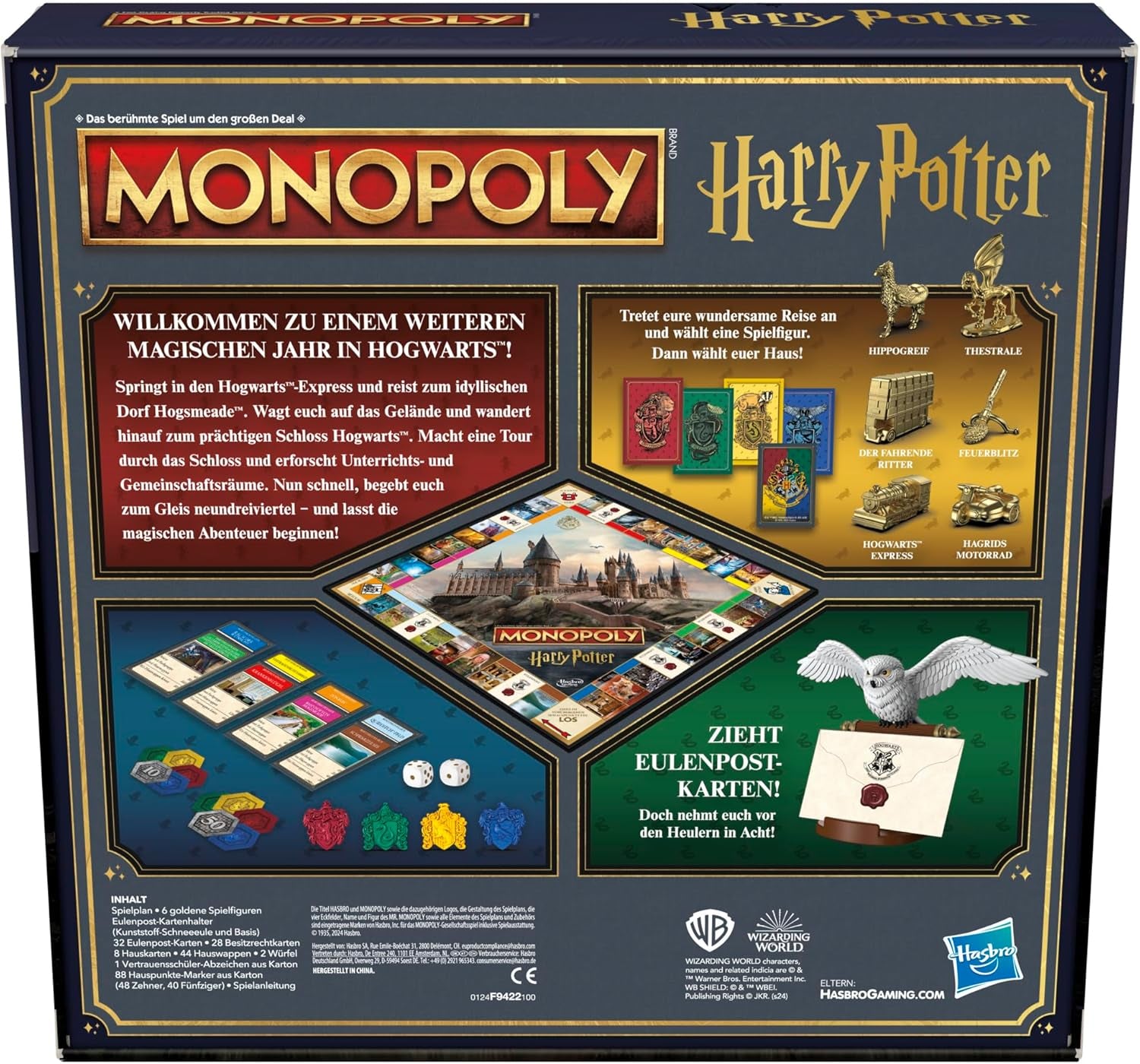 Monopoly Társasjáték Harry Potter Edition, családi játék 2-6 játékos számára, 8 éves kortól - német verzió