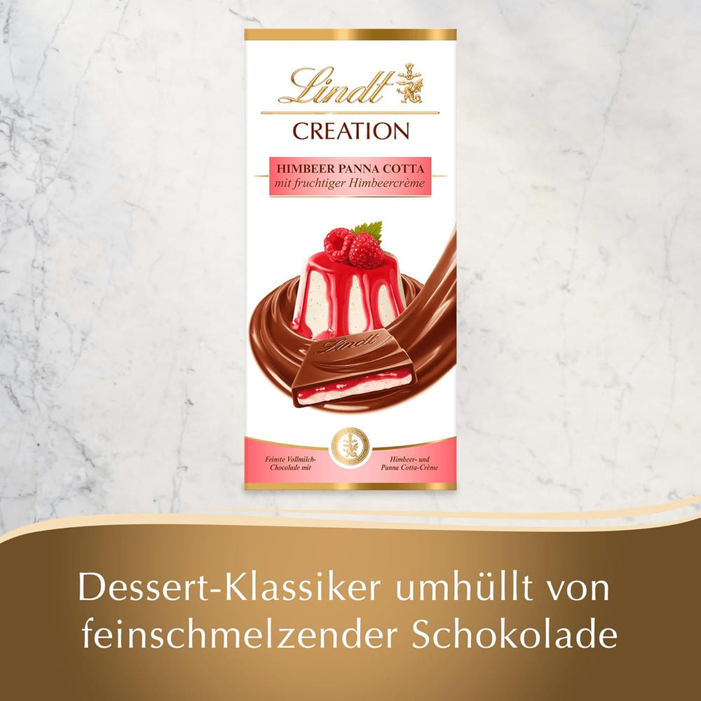 Lindt Chocolate Creation Raspberry Panna Cotta, csokoládé ajándék, csokoládészelet, 150 g (5 db-os csomag)