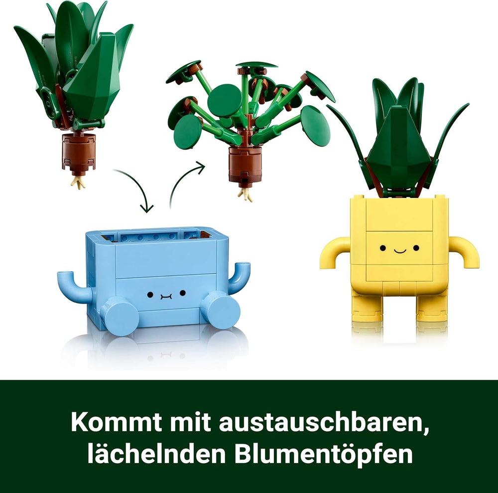 LEGO Botanicals Fröhliche Pflanzen - Spielzeug für Kinder mit 2 Kunstpflanzen, 2 bunten Blumentöpfen & austauschbaren Cartoon-Gesichtern - Geschenkidee für Mädchen ab 9 Jahren - 10349