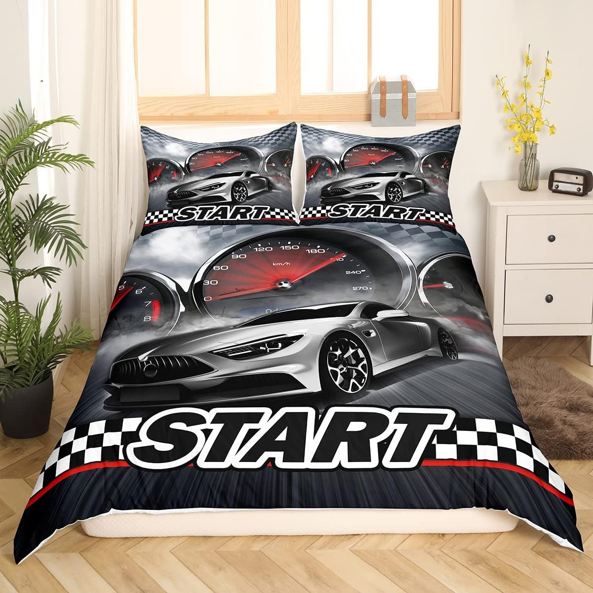 Jungen Cartoon Auto Bedtuchen Set 135X200,Kinder Bau Fahrzeuge Tröster Abdeckung Für Kind Kleinkind Teens,Dinosaurier Bettbezug,Traktor Maschinerie Bagger Bettdecke Abdeckung,Lkw Autos Bedtuchen Naty Shop Multi 3*20*180*820*180
