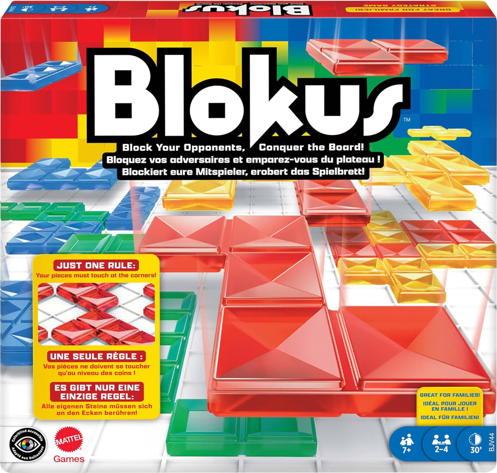 Mattel Games Blokus játék, Családi Társasjáték, Stratégiai Játék, 2-4 játékos, Bulijáték, 7 éves kortól, BJV44
