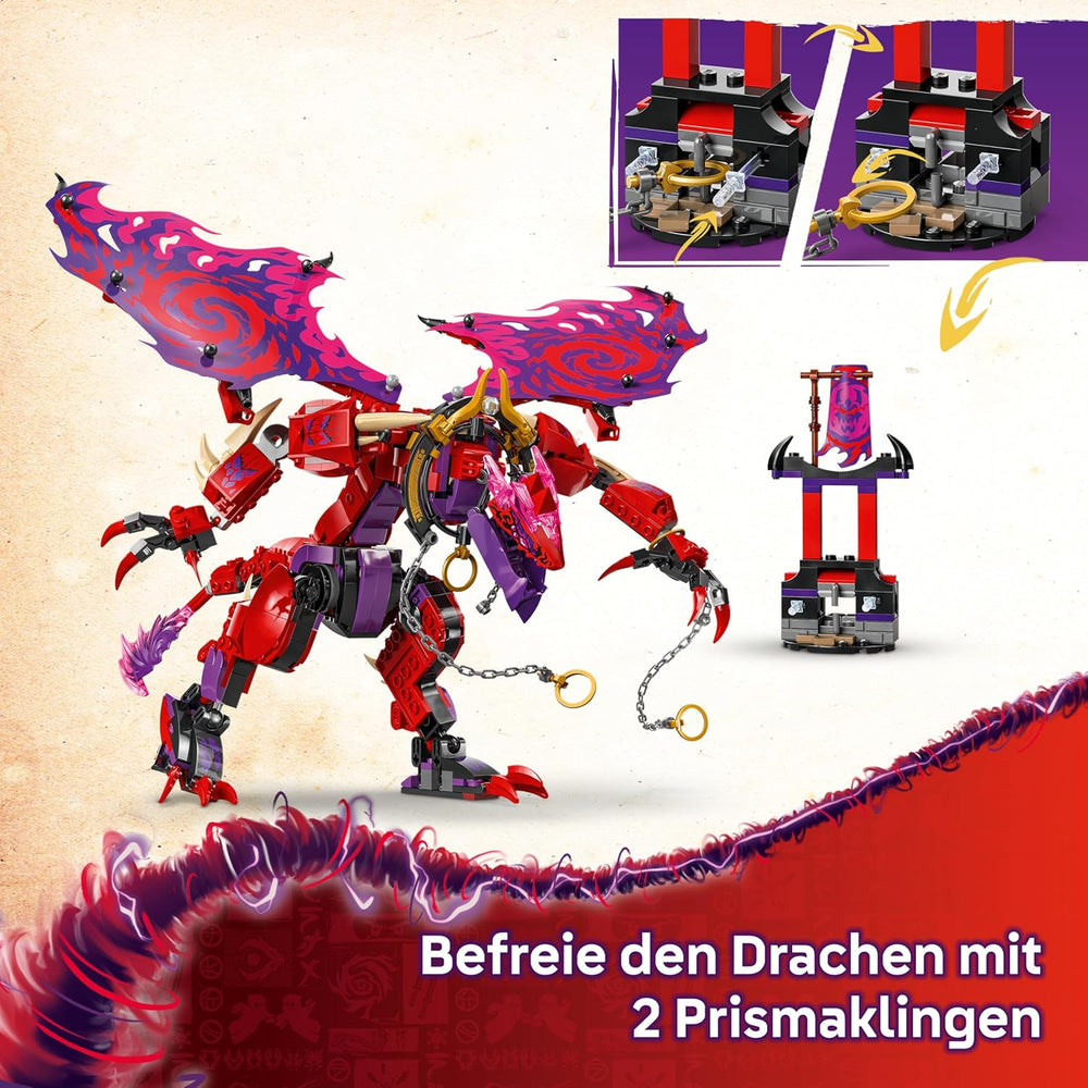 LEGO NINJAGO Chaosdrache Donnerzahn - Spielzeug mit 6 Ninja Minifiguren - Rollenspiel Bauset für Jungen und Mädchen ab 8 Jahren - Geschenke für TV-Serie Aufstieg der Drachen 71832
