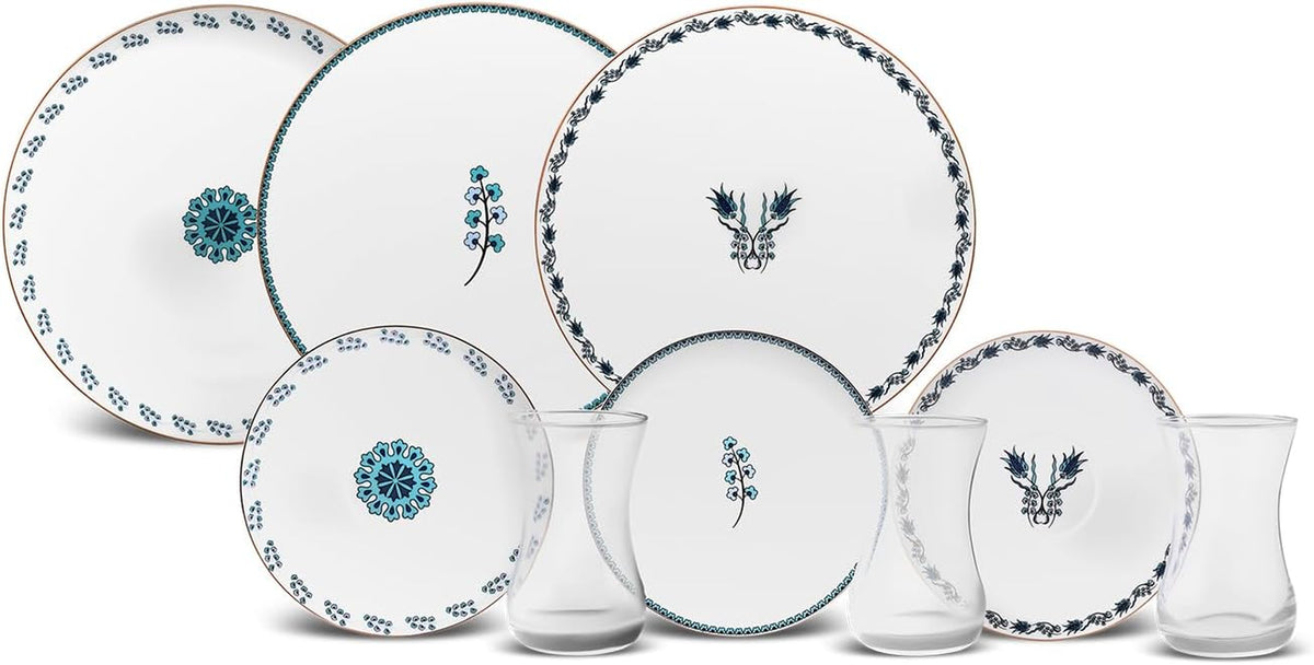 Set de deserturi Karaca İznik pentru 6 persoane, 18 piese - veselă elegantă pentru deserturi delicioase