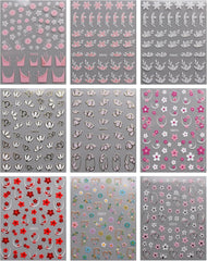 JMEOWIO Nagelsticker Blume 9 Blatt Nail Art Sticker Selbstklebend Nagelaufkleber Frühling Sommer Floral Dekoration Nageldesign Zubehör