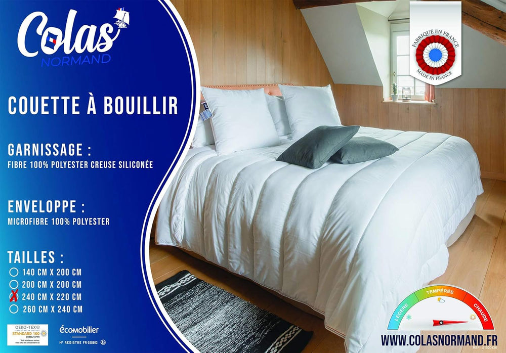 COLAS NORMAND Meleg paplan, 95°C-on mosható, 240 X 220 cm, strapabíró, mikroszálas, puha, selymes és kényelmes, francia gyártmány, fehér Paplanok és paplanok Naty Shop