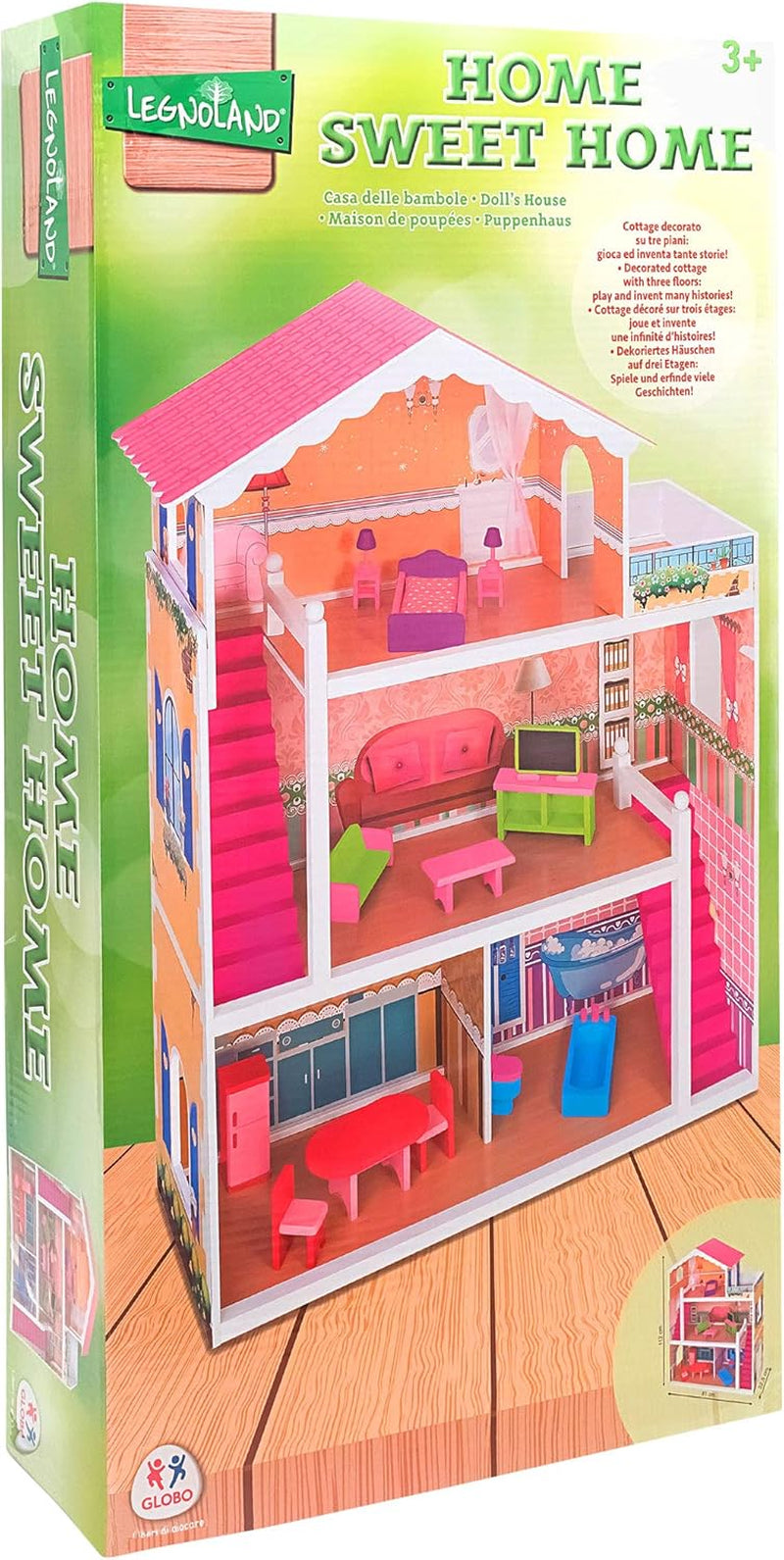 37916 - Babaház - fa - 3 polc, - 17 kiegészítő Babaházak Naty Shop