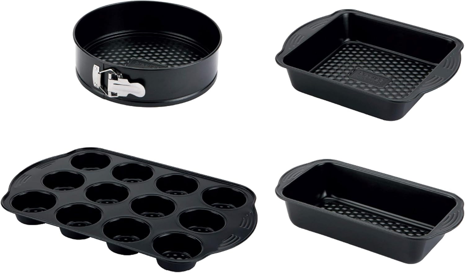 Prestige 48227 Aerolift Muffin Zinn, Carbon Steel, Schwarz Matrite si tavi pentru copt Naty Shop 4 Teilig Backformen Set
