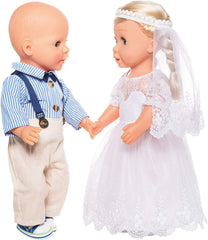 Heless 1021 - Bekleidungs-Set für Puppen im Design von Bräutigam Franz, 2 teilig mit Hose und Hemd, Größe 28-35 cm, für eine rauschende Puppenhochzeit
